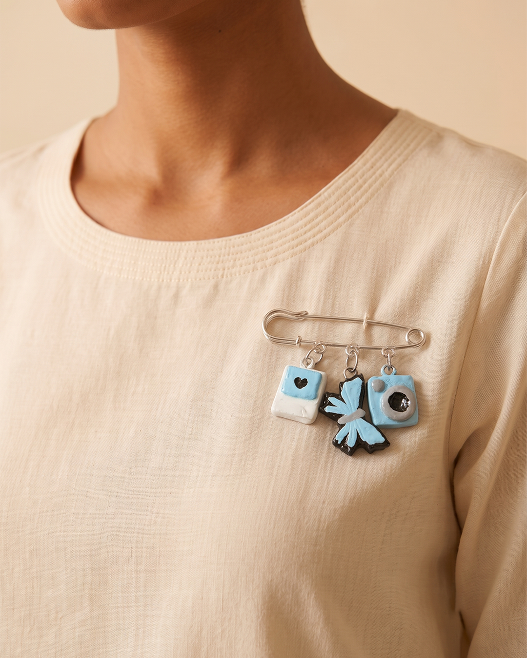 Safety Pin Brooch | Blue Butterfly